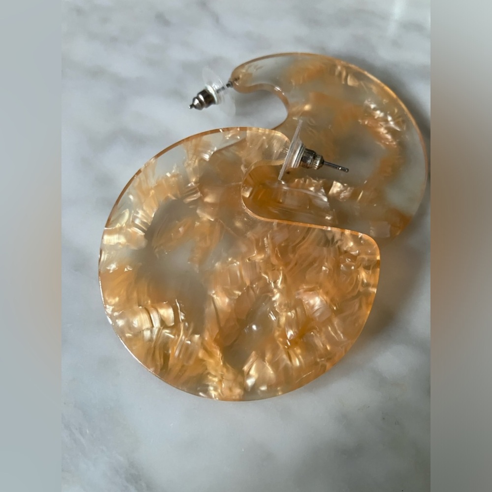Red Sky Resin/Acrylic Statement Earrings - Picture 2 of 4